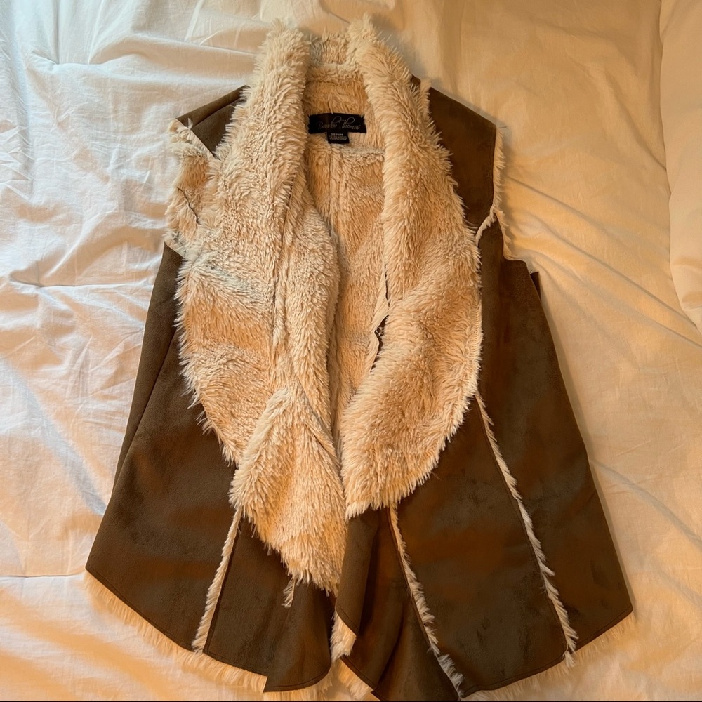Suede and Faux Fur Vest